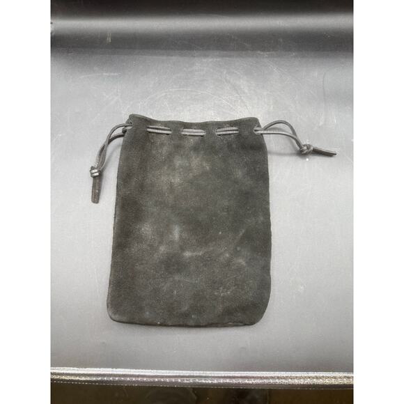 Vintage Black Leather Suede Drawstring Small Bag (Used) - Picture 2 of 8